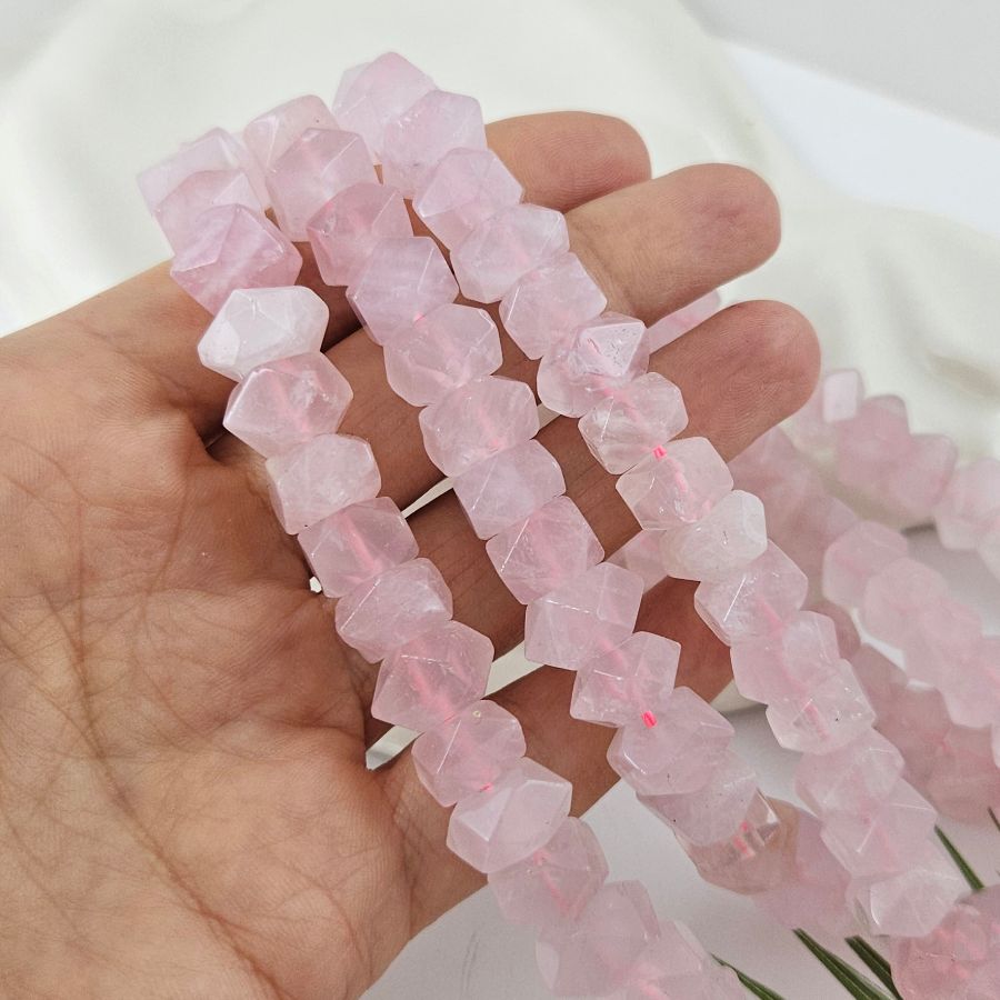 1 шт. Розовый кварц 16-21х7-7.5 мм бусины с крупными гранями (1009-РК) купить в Воронеже | Заказать в интернет-магазине Viva Beads
