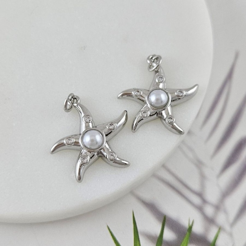 Подвеска Морская звезда 22.2х21.2 мм с фианитами, родиевое покрытие (10041-Р) купить с доставкой по России | Интернет-магазин Viva Beads