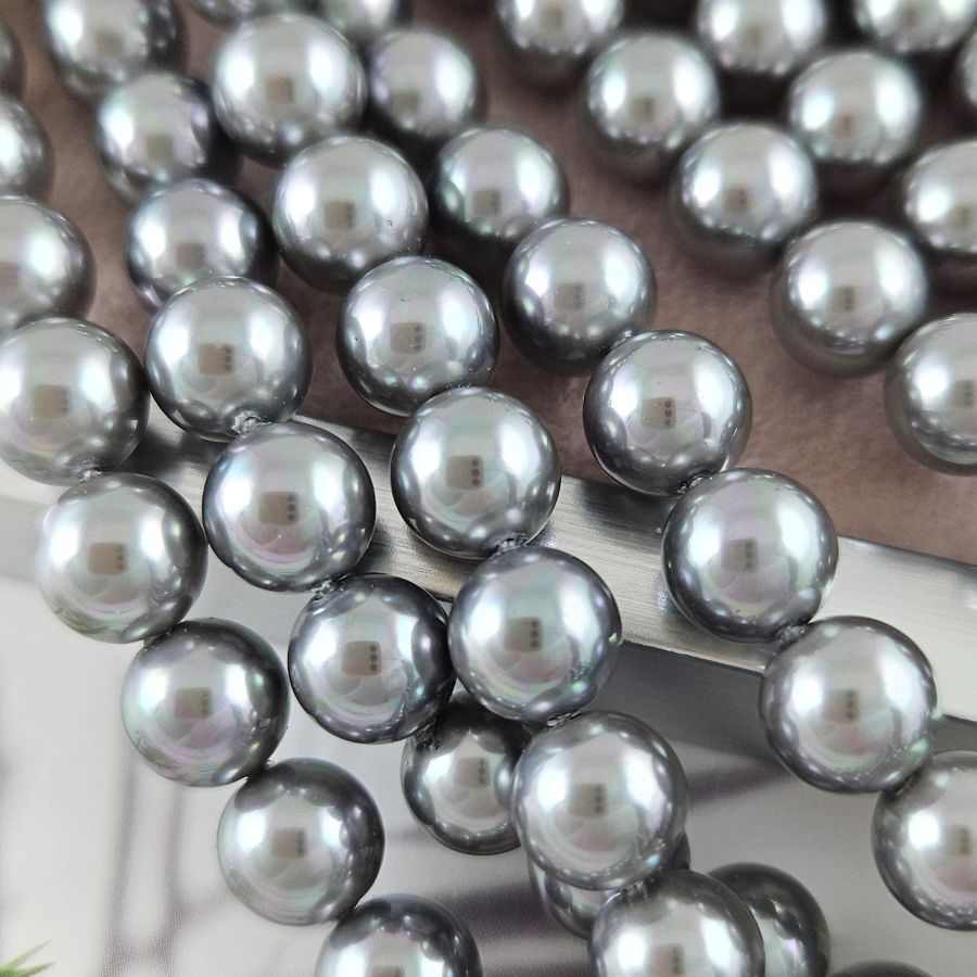 Нить 19 см Жемчуг Майорка 8 мм круглые бусины, серый (6330-8) купить с доставкой по России | Интернет-магазин Viva Beads