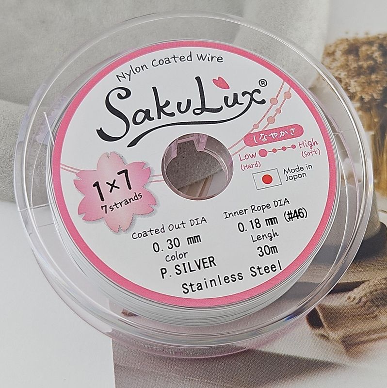 1 м Тросик SakuLux 7 струн - 0.30 мм цвет белый /серебро/ (6440-0.30-Б) купить с доставкой по России | Интернет-магазин Viva Beads