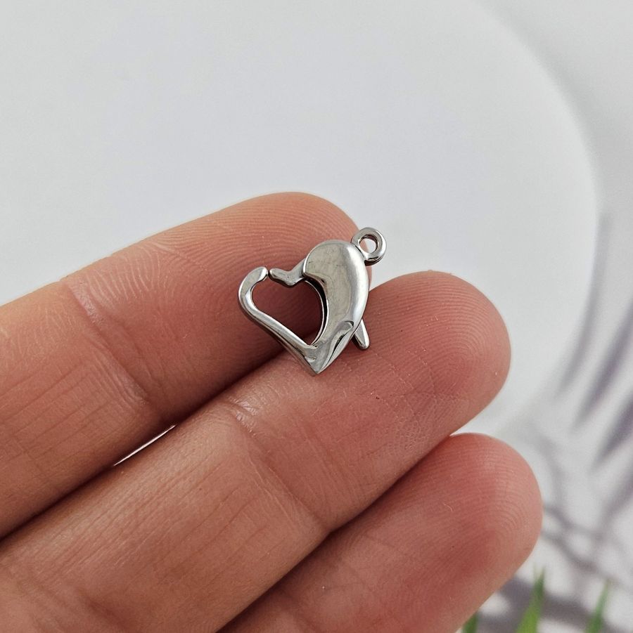 Замок карабин сердце ок. 9.7х14 мм нержавеющая сталь (10060) замок для украшений купить с доставкой по России | Интернет-магазин Viva Beads