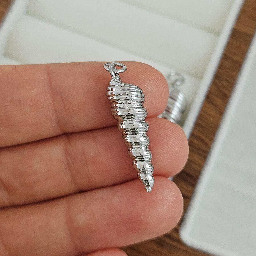 Подвеска кулон Ракушка 26.6x7.4 мм, родиевое покрытие (10283-Р) купить с доставкой по России | Интернет-магазин Viva Beads