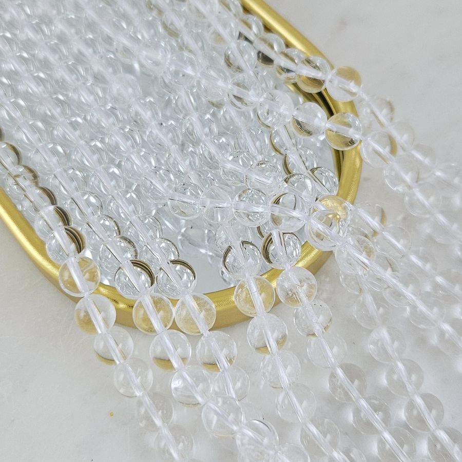 Нить 18 см Горный хрусталь натуральный ок. 8.5 мм, бусины гладкий шар, 5А (7602-8) для бижутерии купить с доставкой по России | Интернет‑магазин Viva Beads
