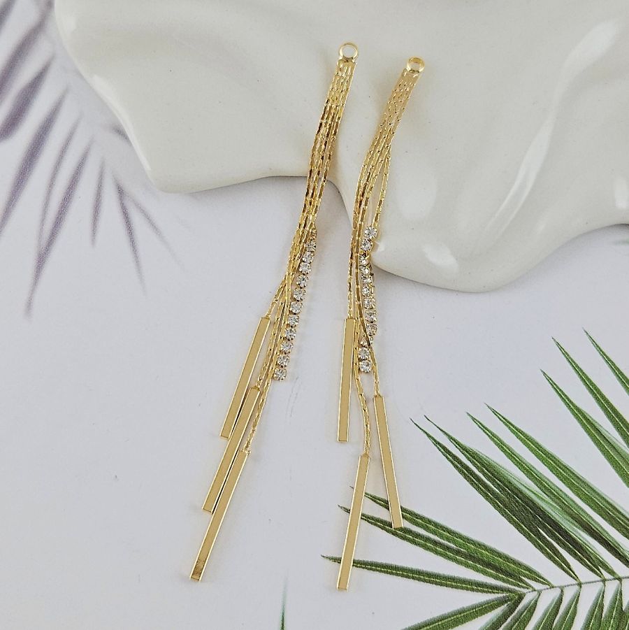 Подвеска Кисточка 80х2.8 мм с подвесками, позолота 14К (10010-З)