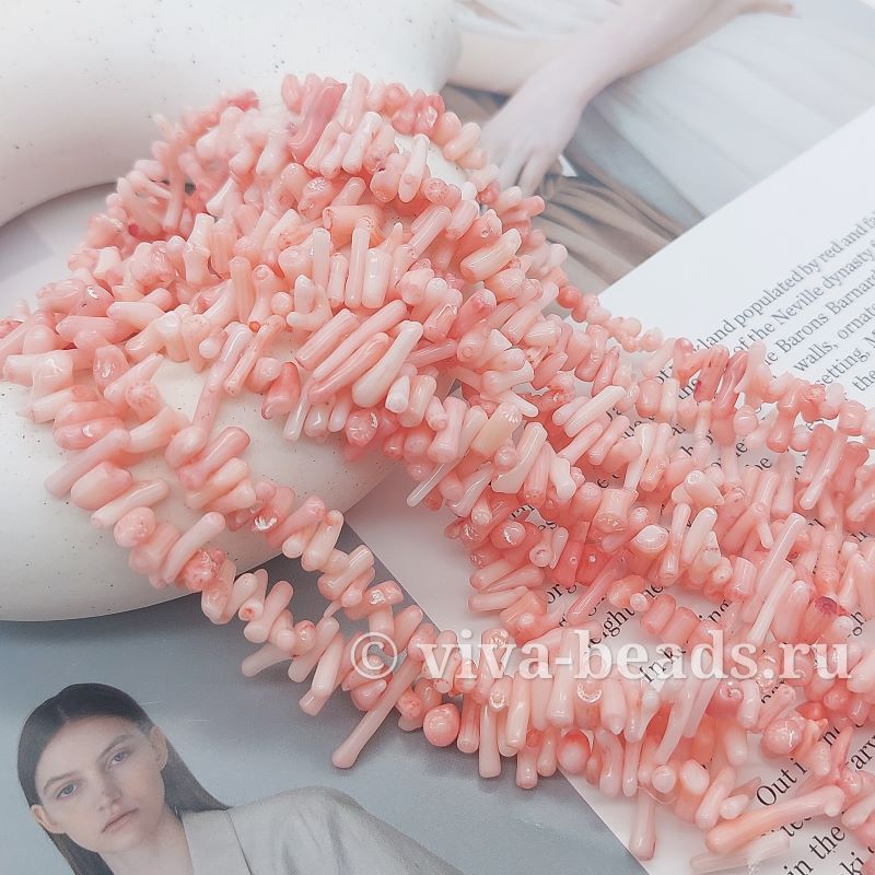Нить 19 см Коралл натуральный игольчатый светло-розовый (2887-СРОЗ) купить в Воронеже | Заказать в интернет-магазине Viva Beads
