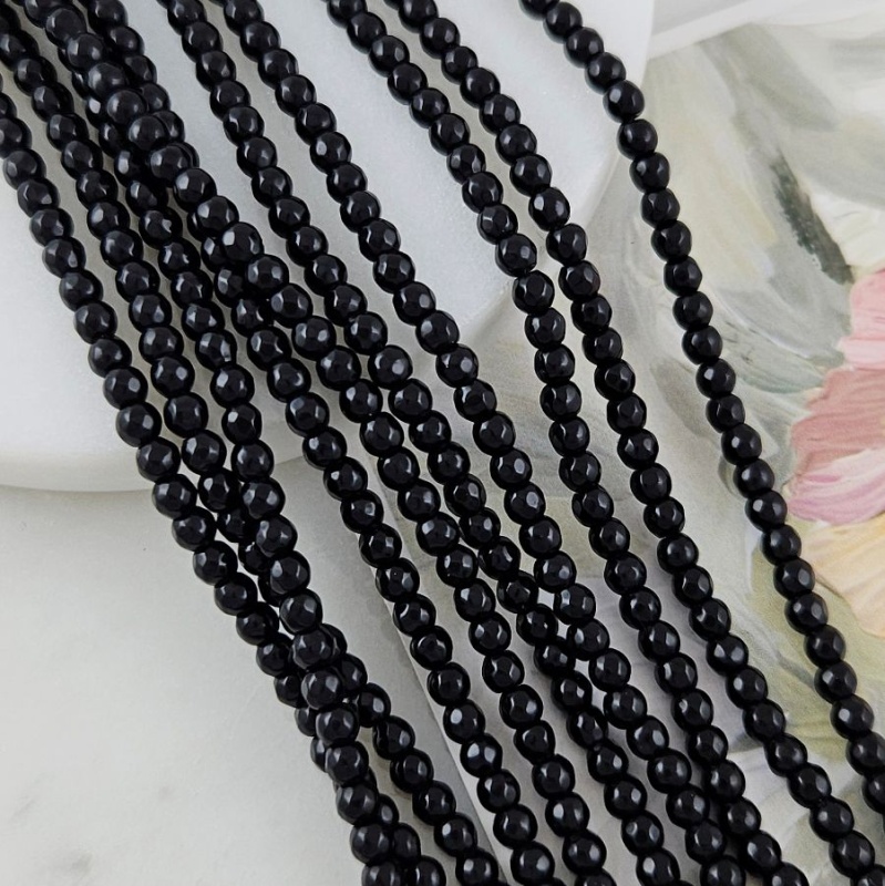Нить 37 см Черный оникс ок. 3.5 мм бусины граненый шар (7258-3) для бижутерии купить с доставкой по России | Интернет‑магазин Viva Beads
