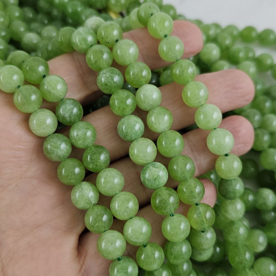 Нить 19 см Жадеит натуральный ок. 8 мм бусины гладкий шар, светло-зеленый (10278-8) для бижутерии купить с доставкой по России | Интернет‑магазин Viva Beads
