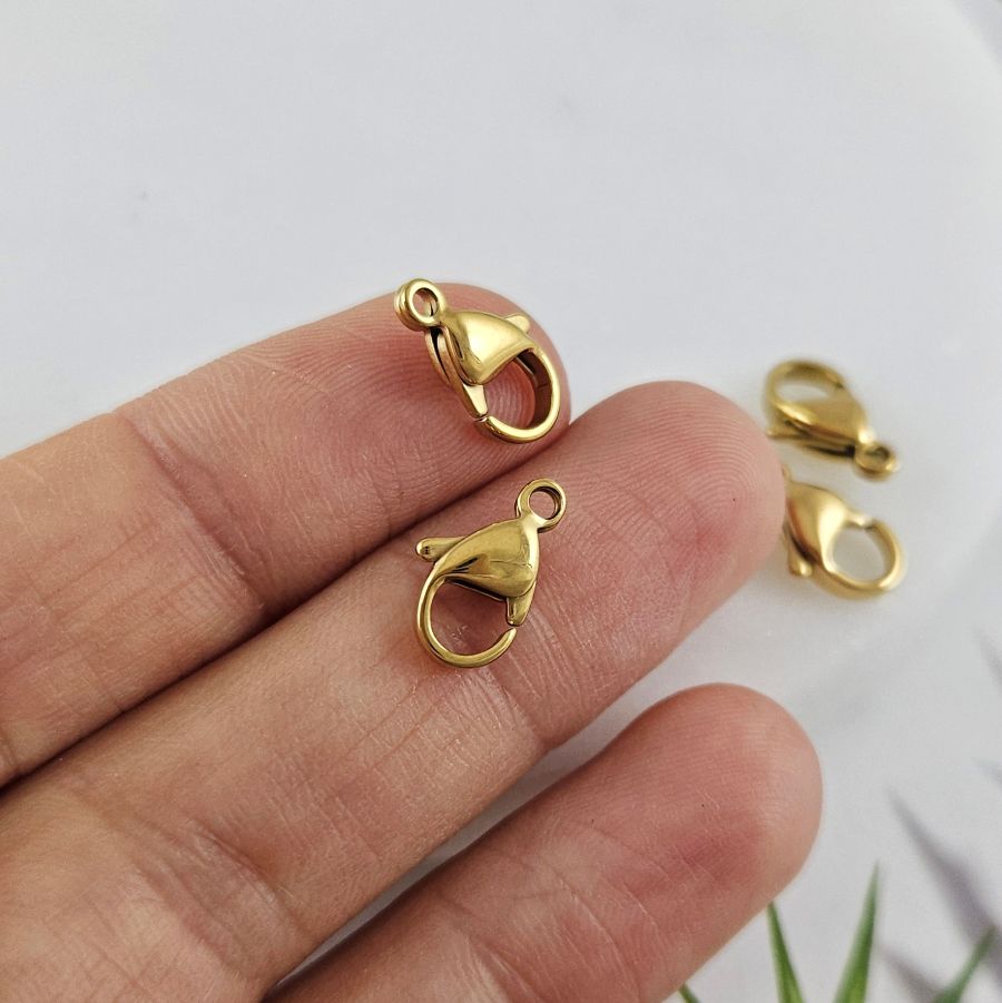 Замок лобстер 12 мм позолота 18К, сталь (7922-12-З) замок для украшений купить с доставкой по России | Интернет-магазин Viva Beads