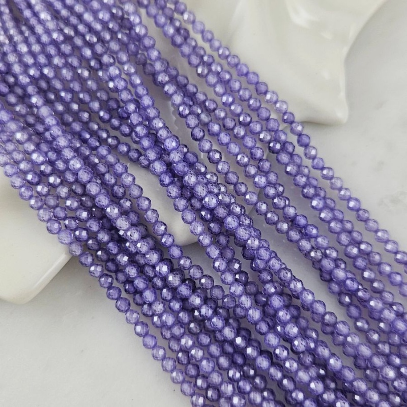 Нить 18 см Фианиты 3 мм круглые граненые бусины, фиолетовый (5472-ТФ) купить с доставкой по России | Интернет-магазин Viva Beads
