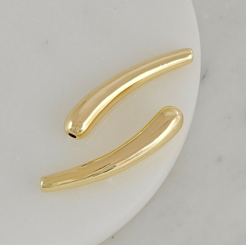 УЦЕНКА Бусина разделитель 33х5.8 мм удлиненная капля, позолота 14К (8029-З-УЦ) - фурнитура для бижутерии