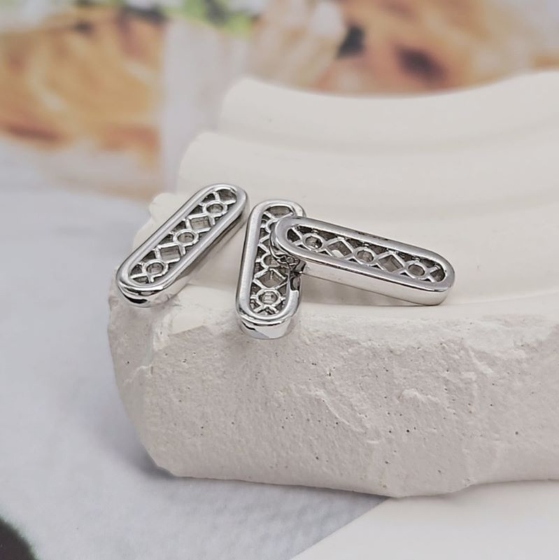 УЦЕНКА 1 шт. Бусина разделитель на 3 нити 17.8x6.1х2.2 мм родиевое покрытие (8456-18-Р-УЦ)