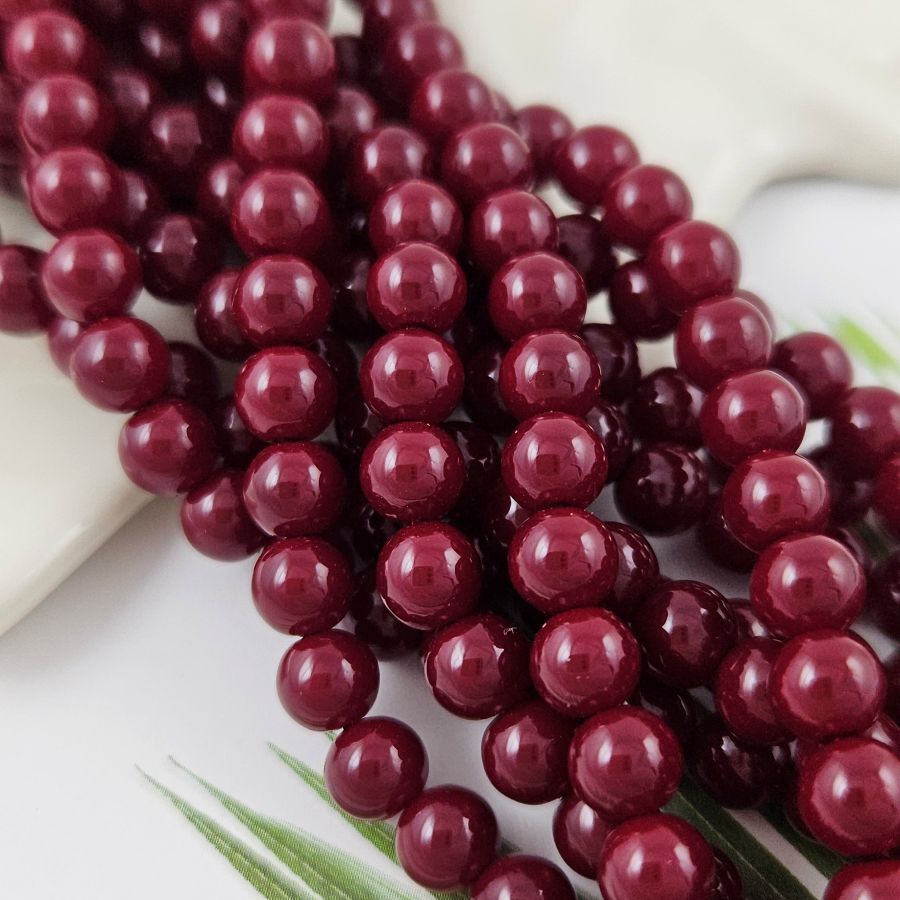 Нить 20 см Жемчуг майорка 6 мм, бусина гладкий шар, бордовый (1004-6) купить в Воронеже | Заказать в интернет-магазине Viva Beads

