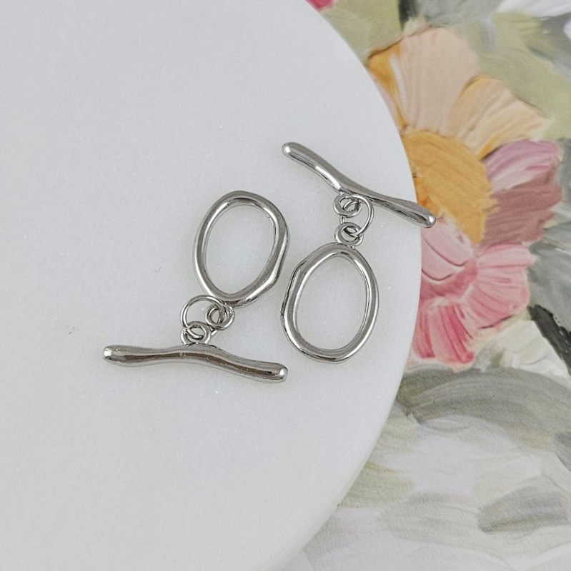 УЦЕНКА Замок тоггл кольцо 17.7х10.7 мм, родиевое покрытие (9213-Р-УЦ)