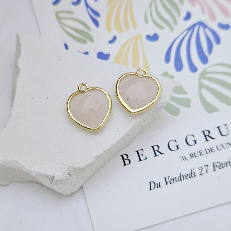 УЦЕНКА Подвеска Сердце 15х13 мм розовый кварц, зол. (6772-З-УЦ)