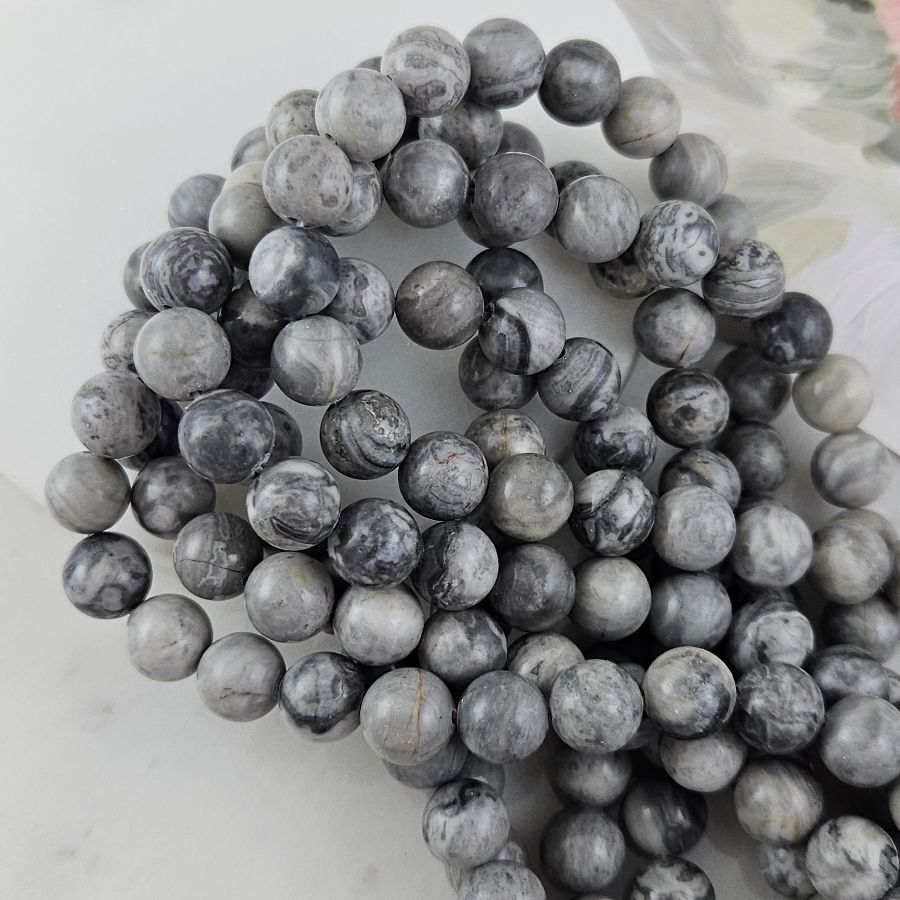 Нить 19 см "Серая яшма" / доломит / бусина гладкий шар 10 мм (9071-10)  для бижутерии купить с доставкой по России | Интернет‑магазин Viva Beads
