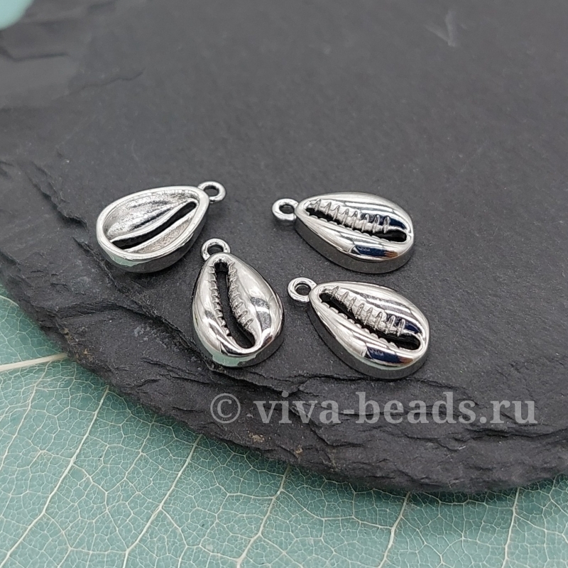 УЦЕНКА Подвеска Ракушка 12.5x7.5x3 мм родиевое покр. (5457-Р-УЦ)