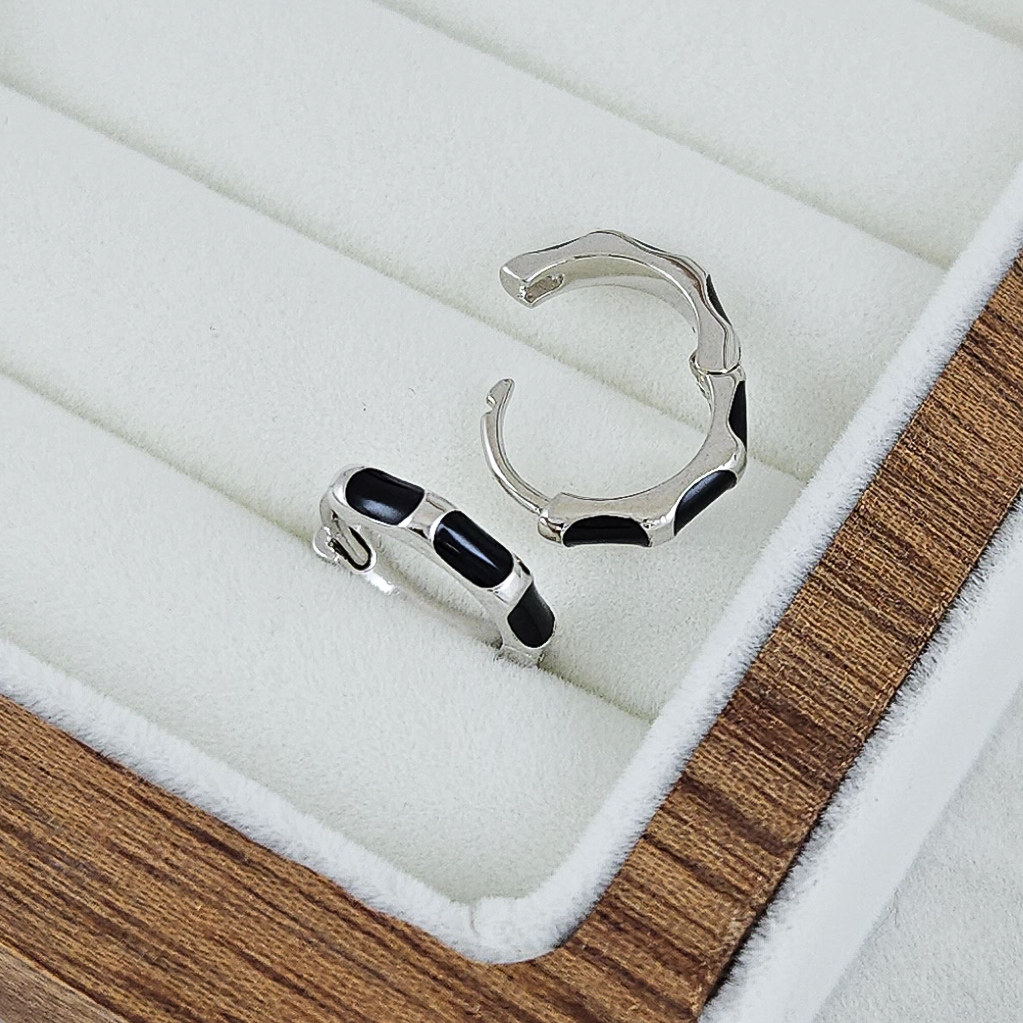 Швензы кольца, бублики, конго 13х2.6 мм с черной эмалью, родиевое покрытие (10238-Р) купить с доставкой по России | Интернет-магазин Viva Beads