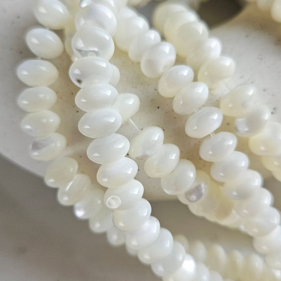 10 шт. Перламутр натуральный 8 мм рондель, белый (6614-8) для бижутерии купить с доставкой по России | Интернет‑магазин Viva Beads
