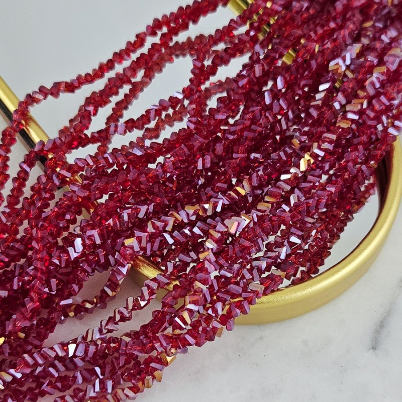 Нить 33 см Бусина хрустальная крошка ок. 4 мм красный АВ (7338-4-КРАВ) купить с доставкой по России | Интернет-магазин Viva Beads