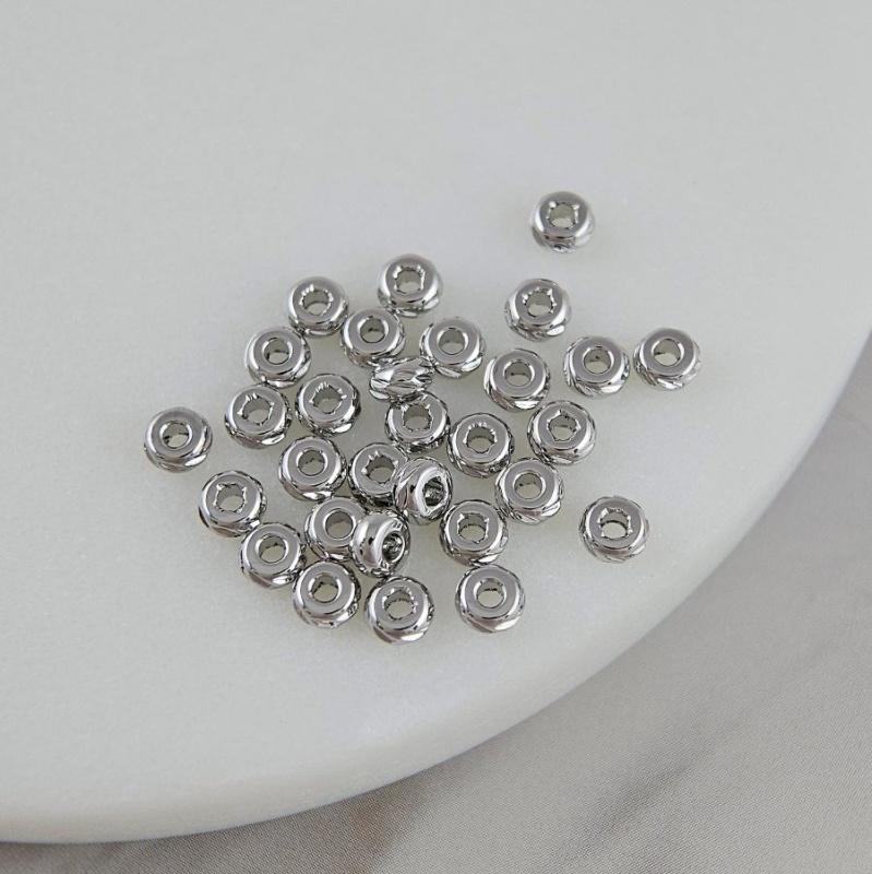 1 шт. Бусина разделитель рондель с насечками 3.8х2 мм родиевое покрытие (9435-4-Р) купить в Воронеже  | Заказать в интернет-магазине Viva Beads
 1 шт. Бусина разделитель рондель с насечками 3.8х2 мм родиевое покрытие (9435-4-Р) купить в Воронеже | Заказать в интернет-магазине Viva Beads