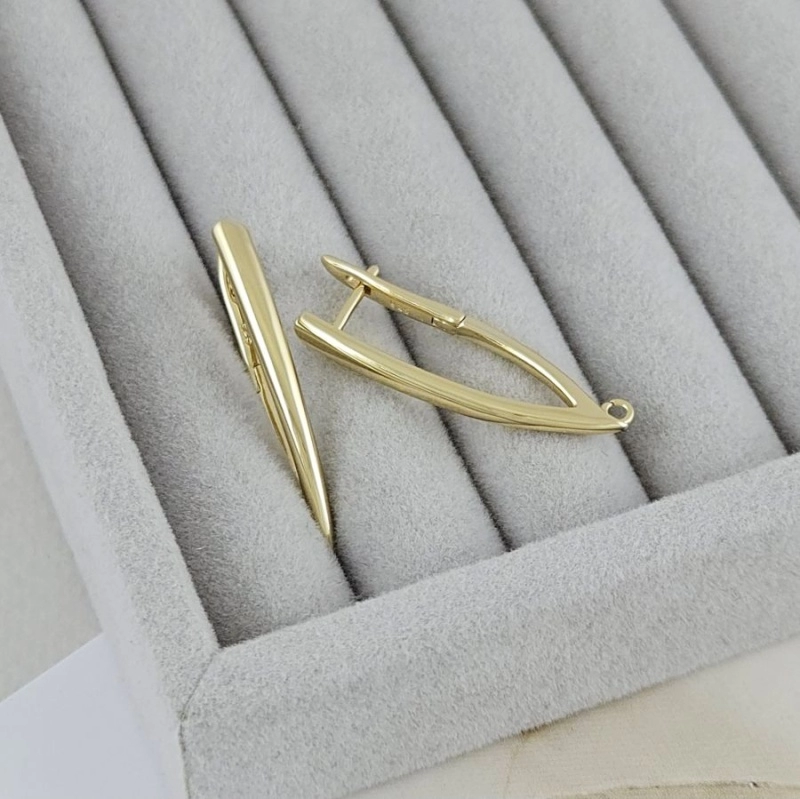 УЦЕНКА Швензы с английским замком удлиненные 34.7х3.6 мм позолота 14К (9584-З-УЦ)  купить в Воронеже | Заказать в интернет-магазине Viva Beads
