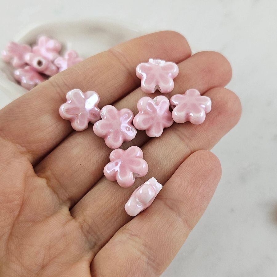 1 шт. Бусина Цветок 11х12 мм розовый, керамика (6478-11-РОЗ) купить с доставкой по России | Интернет-магазин Viva Beads