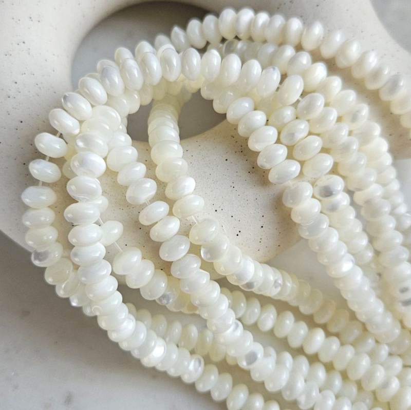 10 шт. Перламутр натуральный 8 мм рондель, белый (6614-8) для бижутерии купить с доставкой по России | Интернет‑магазин Viva Beads
