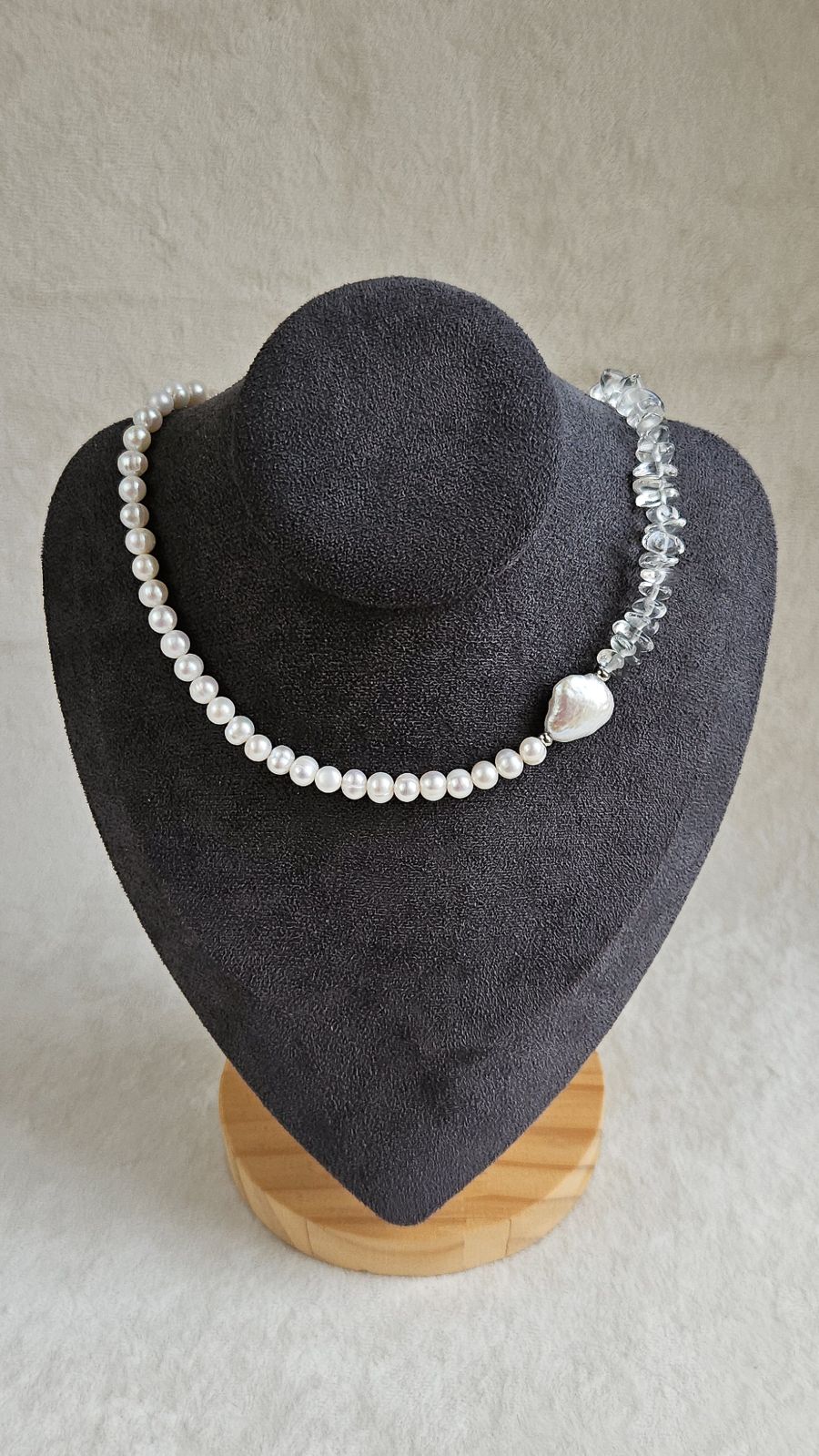 Чокер из натурального жемчуга и горного хрусталя, набор материалов для сборки (НАБОР-89)