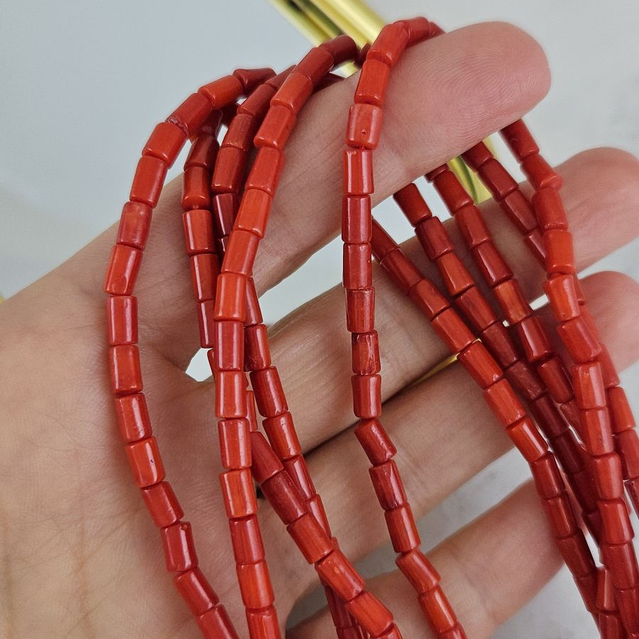 10 шт. Коралл натуральный ок. 3.5х5-6 мм бусины трубочки, коралловый (10270) для бижутерии купить с доставкой по России | Интернет‑магазин Viva Beads
