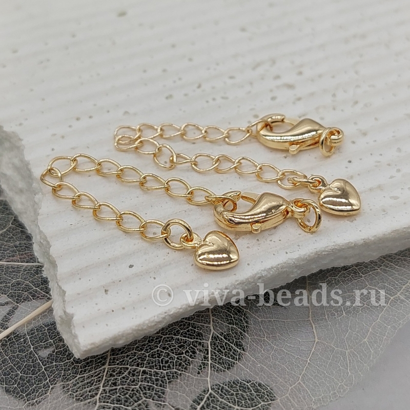 УЦЕНКА Замок лобстер 12 мм с удлинителем с подвеской Сердце позолота 14К (6710-З-УЦ) купить в Воронеже | Заказать в интернет-магазине Viva Beads
 УЦЕНКА Замок лобстер 12 мм с удлинителем с подвеской Сердце позолота 14К (6710-З-УЦ) купить в Воронеже | Заказать в интернет-магазине Viva Beads