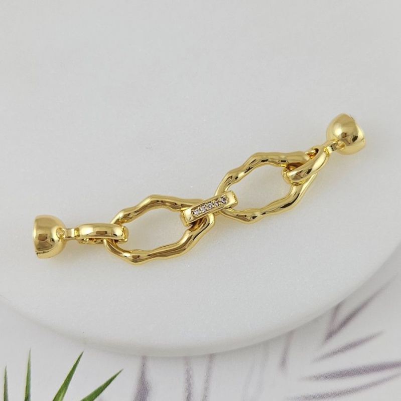 Замок с карабинами 57 мм с фианитами, позолота 18К (9965-З) купить в Воронеже | Заказать в интернет-магазине Viva Beads
