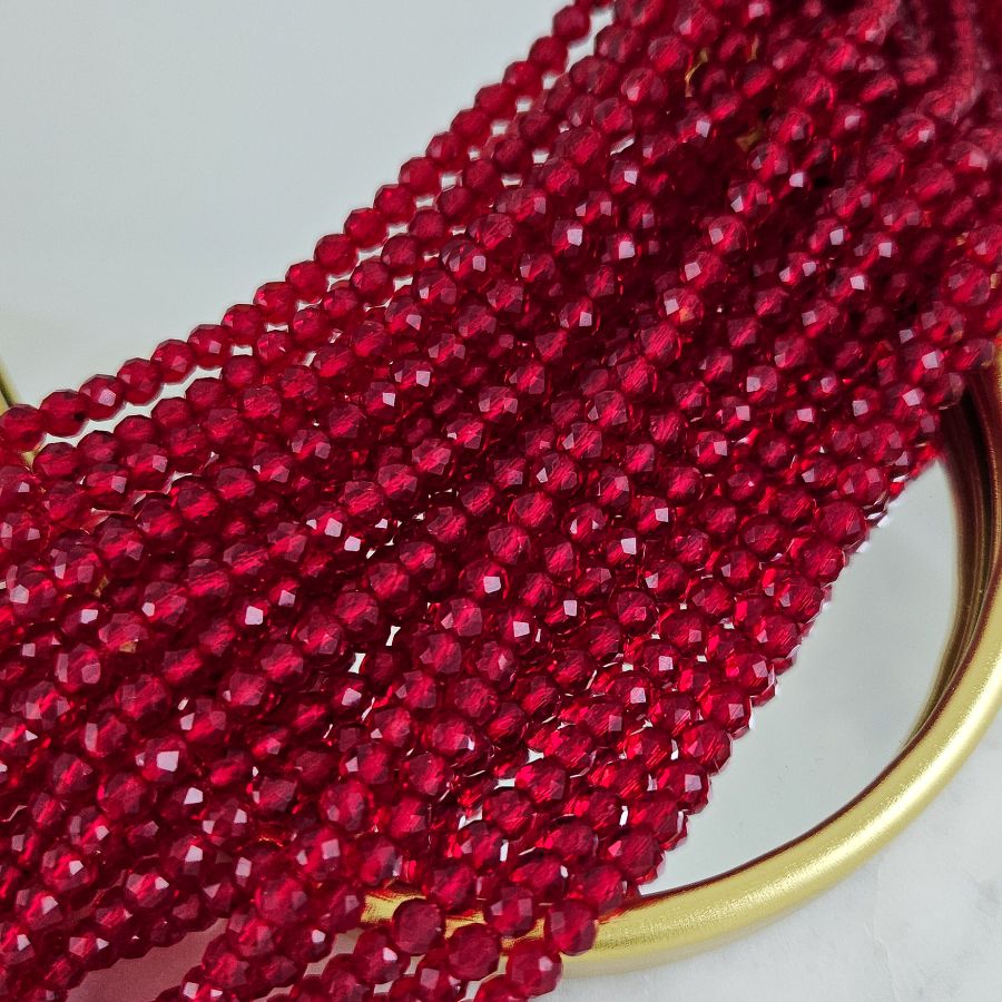 Нить 36 см Бусины стеклянные ок. 4.3 мм, граненый шар, красный (8466-4-КРАС) купить с доставкой по России | Интернет-магазин Viva Beads