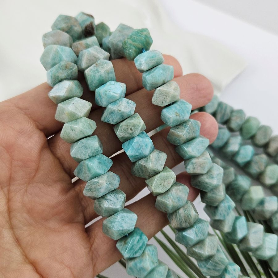 1 шт. Амазонит 16-21х7-7.5 мм бусины с крупными гранями (1009-АМ) купить в Воронеже | Заказать в интернет-магазине Viva Beads
