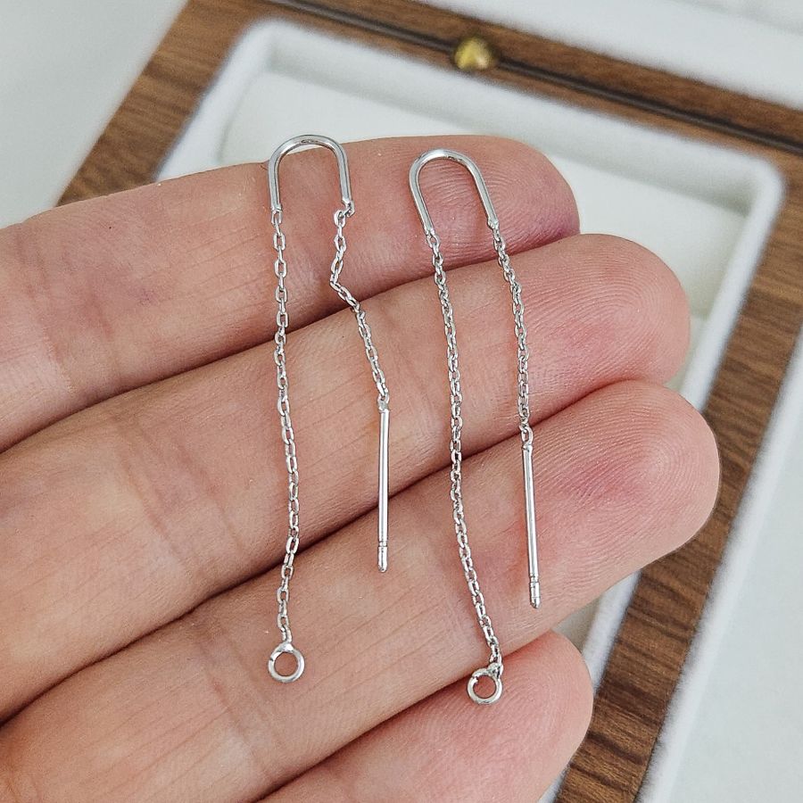 Швензы протяжки 45 мм с цепочками, родиевое покрытие (10222-Р) швензы для серег купить с доставкой по России | Интернет-магазин Viva Beads