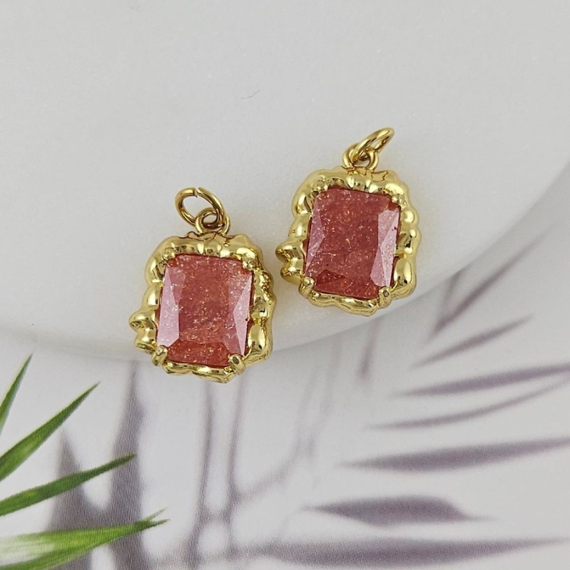 Подвеска 16.3х13.5 мм с кристаллом кракле, терракотовый, позолота 18К (6809-ТЕРЗ)