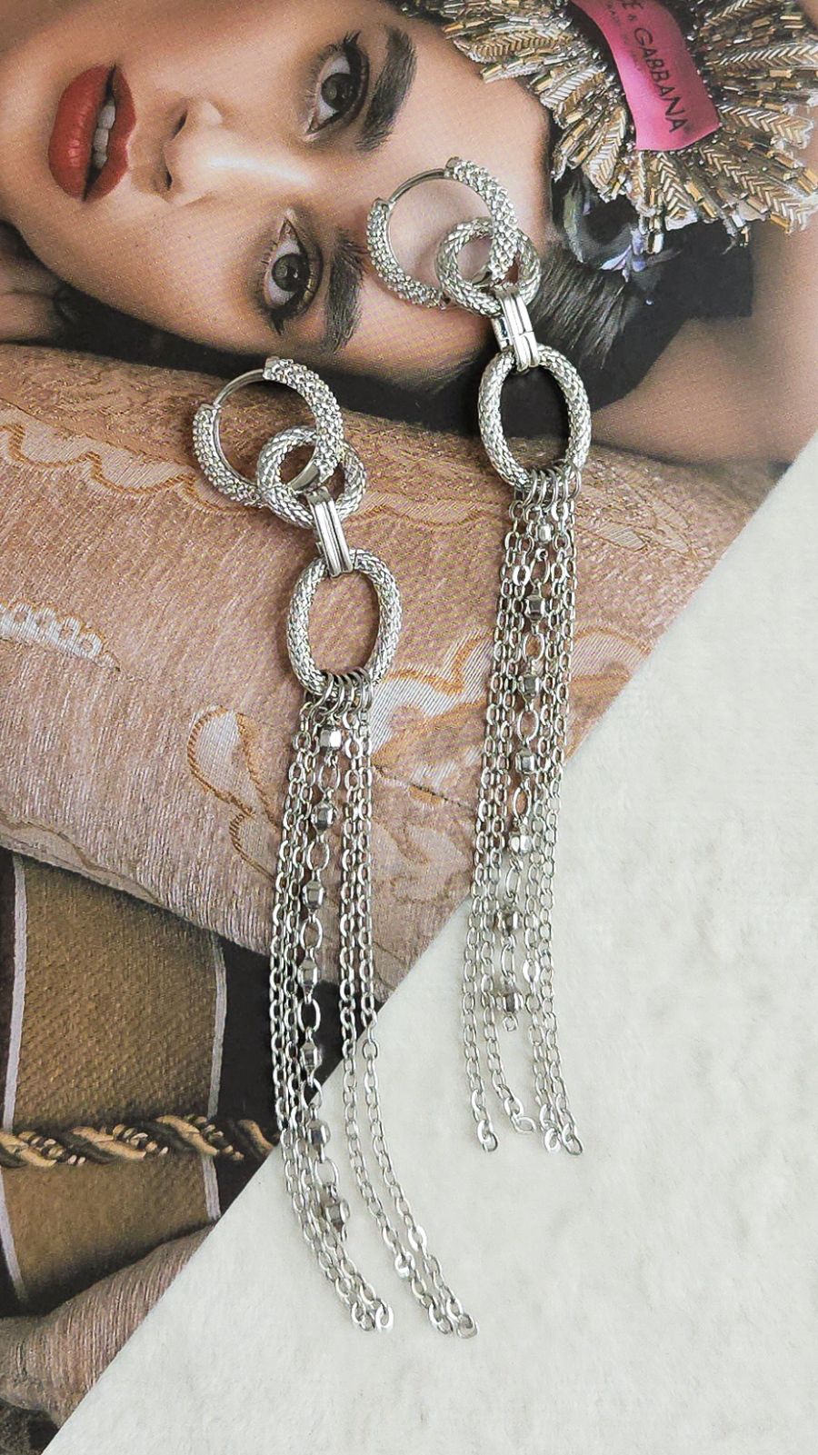 Акцентные серьги с цепями - набор материалов для самостоятельной сборки (НАБОР-90)