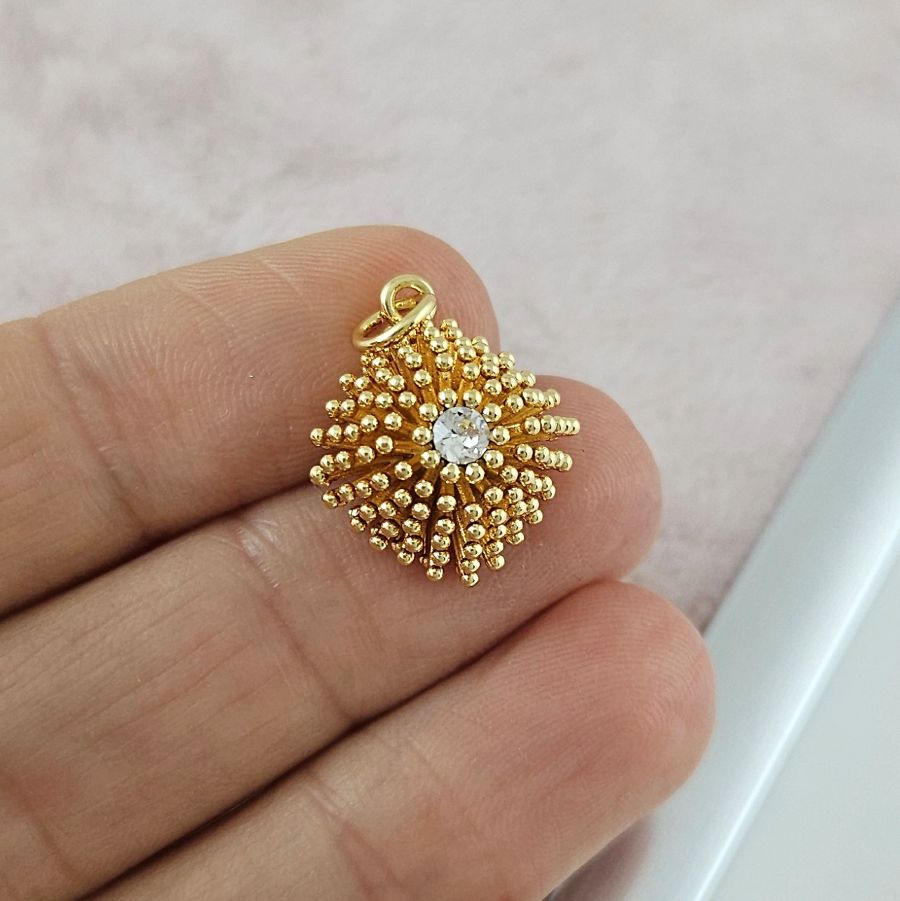 Подвеска объемная 17.7х15х7.4 мм с фианитом, позолота 14К (10092-З) купить с доставкой по России | Интернет-магазин Viva Beads