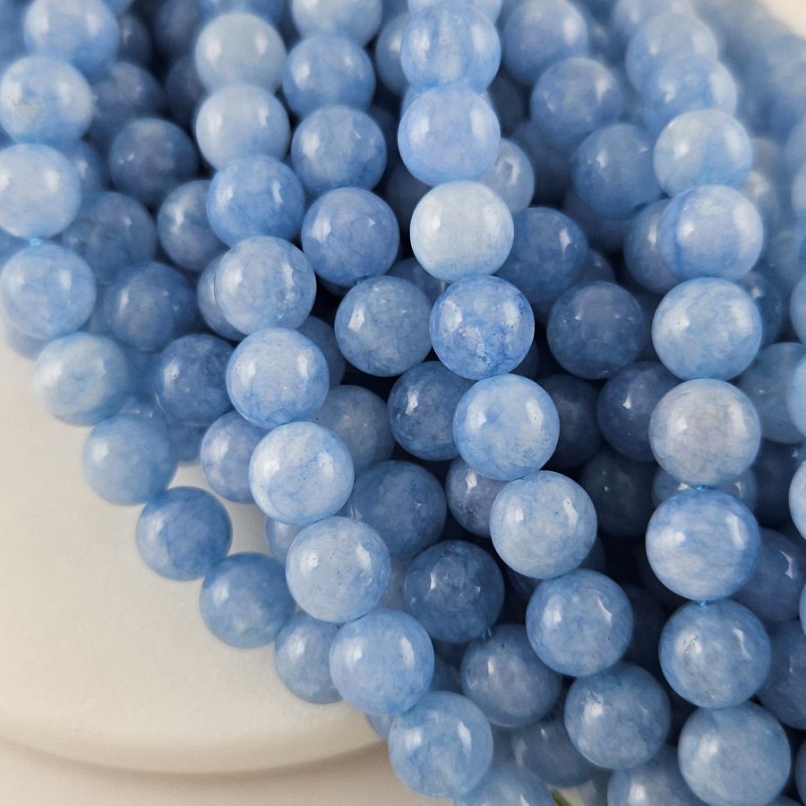 Нить 37 см Кварц тонированный 8-8.2 мм гладкие бусины, голубой  (10026-8) купить в Воронеже | Заказать в интернет-магазине Viva Beads
