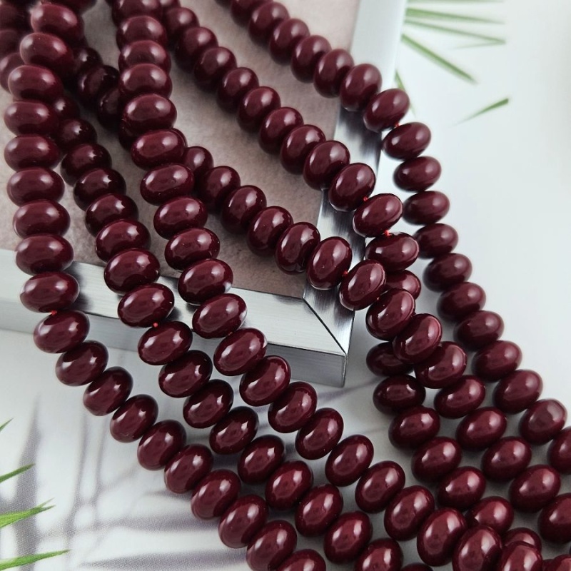 1 шт. Жемчуг майорка рондель бусины 8х5.6 мм, бордовый (10083-8) купить с доставкой по России | Интернет-магазин Viva Beads
