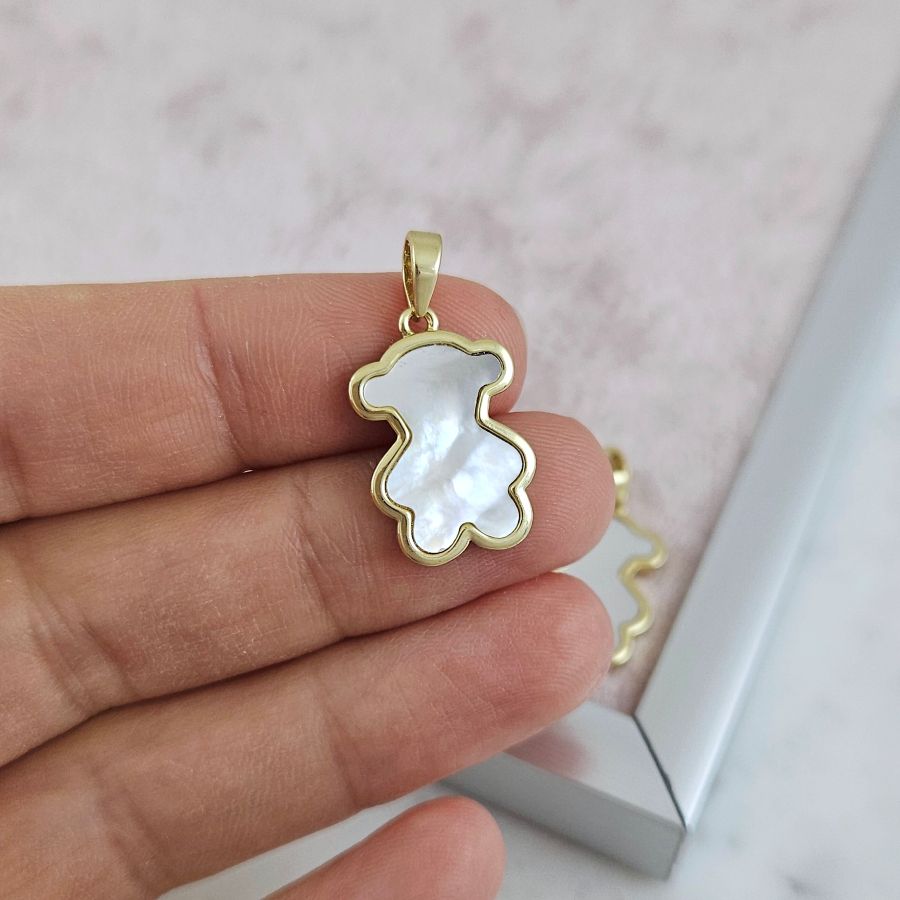 Подвеска Мишка с перламутром 19х12.6 мм позолота 14К (10182-З) купить с доставкой по России | Интернет-магазин Viva Beads