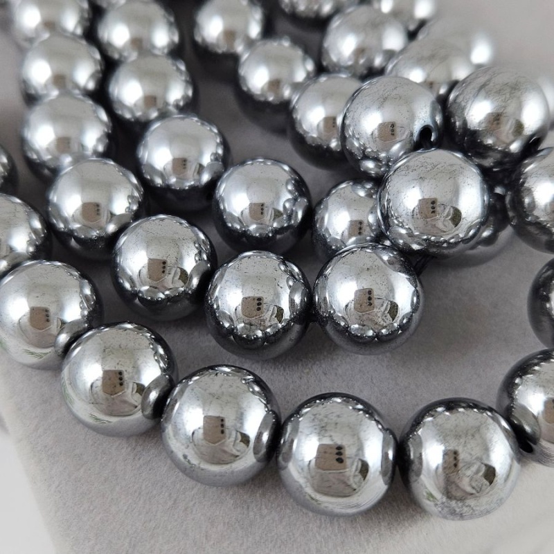 Нить 20 см Гематит /гематин/ гладкая бусина 12 мм цвет платина (6000-12) для бижутерии купить с доставкой по России | Интернет‑магазин Viva Beads
