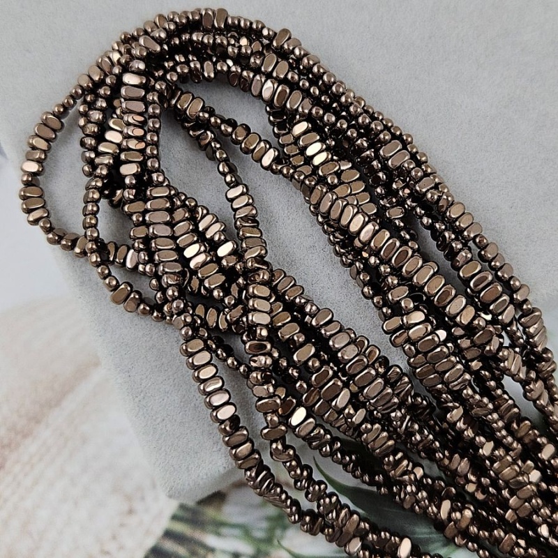 Нить 19 см Гематит, гематин 4х2 мм прямоугольные бусины, цвет коричневый (6205-4-КОР) купить в Воронеже | Заказать в интернет-магазине Viva Beads
