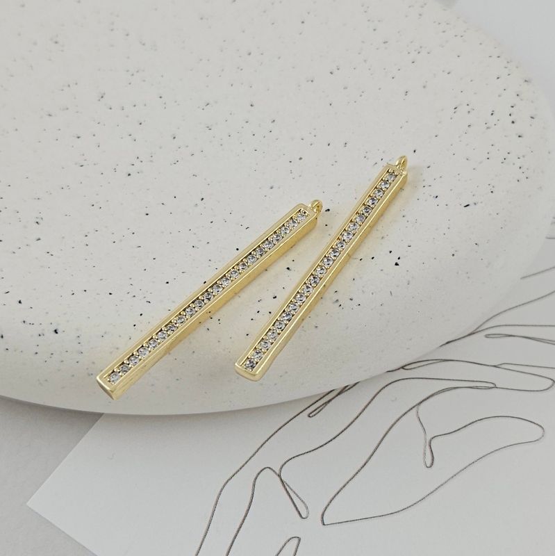 УЦЕНКА Подвеска кулон Палочка 40х3.37 мм с фианитами позолота 14К (9500-З-УЦ)