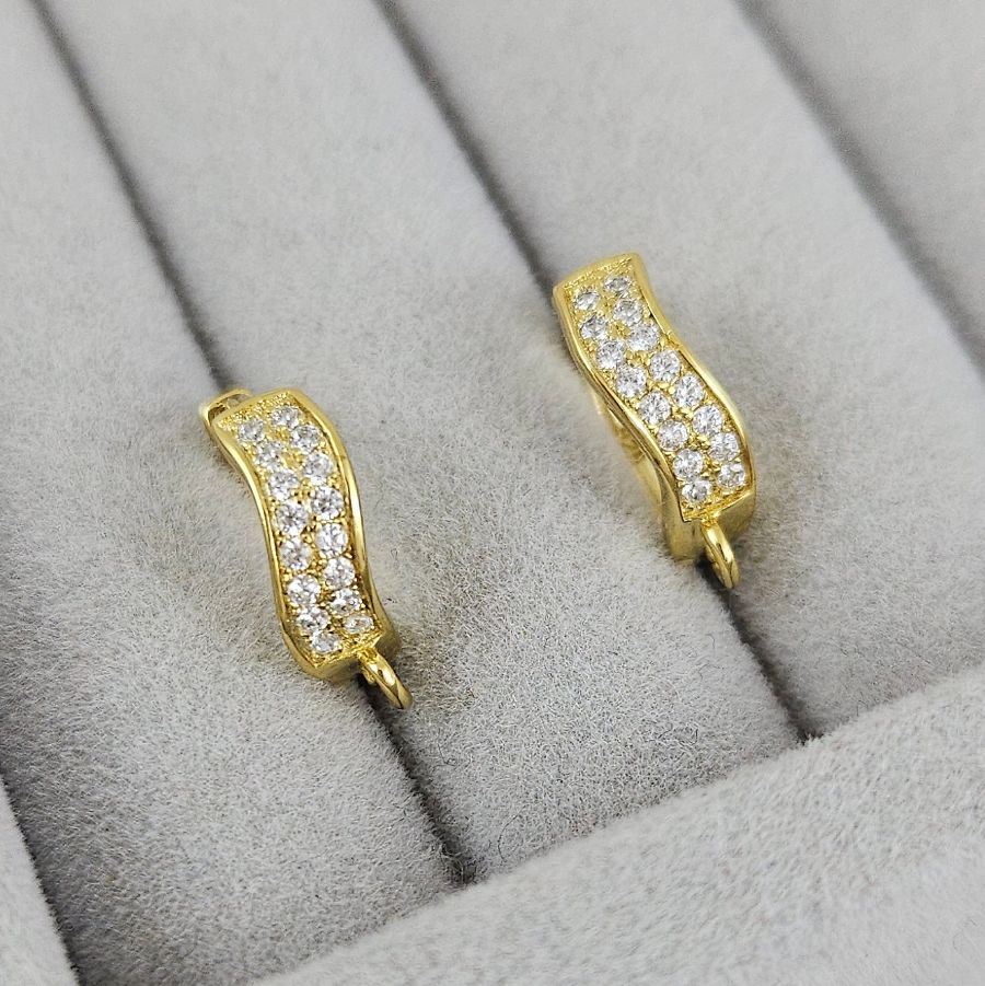 Швензы колечки 14.6х12.8х4.6 мм с замком и фианитами, позолота 14К (10196-З) швензы для серег купить с доставкой по России | Интернет-магазин Viva Beads