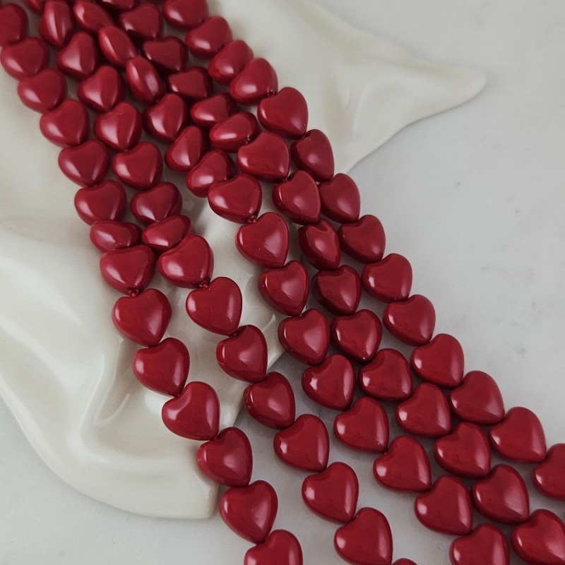 1 шт. Жемчуг майорка Сердце бусины 12 мм, красный (10081-12-К) купить с доставкой по России | Интернет-магазин Viva Beads