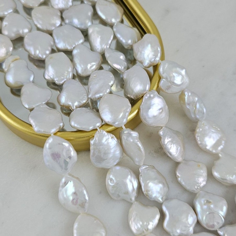 1 шт. Жемчуг натуральный ок. 13.5-14х15.5-18 мм, форма барокко, АА, белый (9897) купить с доставкой по России | Интернет-магазин Viva Beads