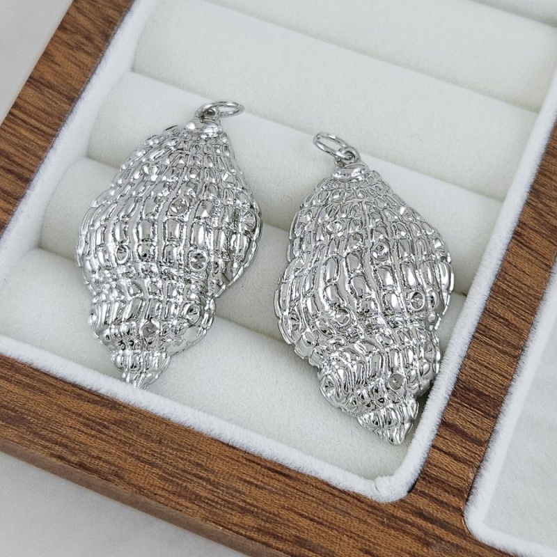 Подвеска кулон Ракушка 40x22 мм, родиевое покрытие (10281-Р) купить с доставкой по России | Интернет-магазин Viva Beads