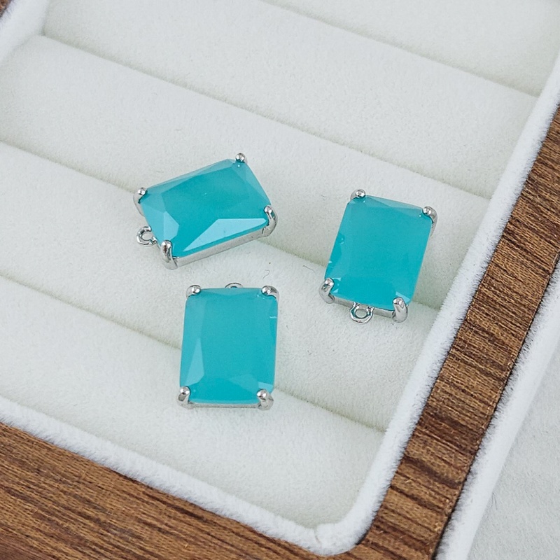 Подвеска прямоугольная с кристаллом 13.5x9 мм, родиевое покрытие, бирюзовый (10216-Р-БИР) купить с доставкой по России | Интернет-магазин Viva Beads