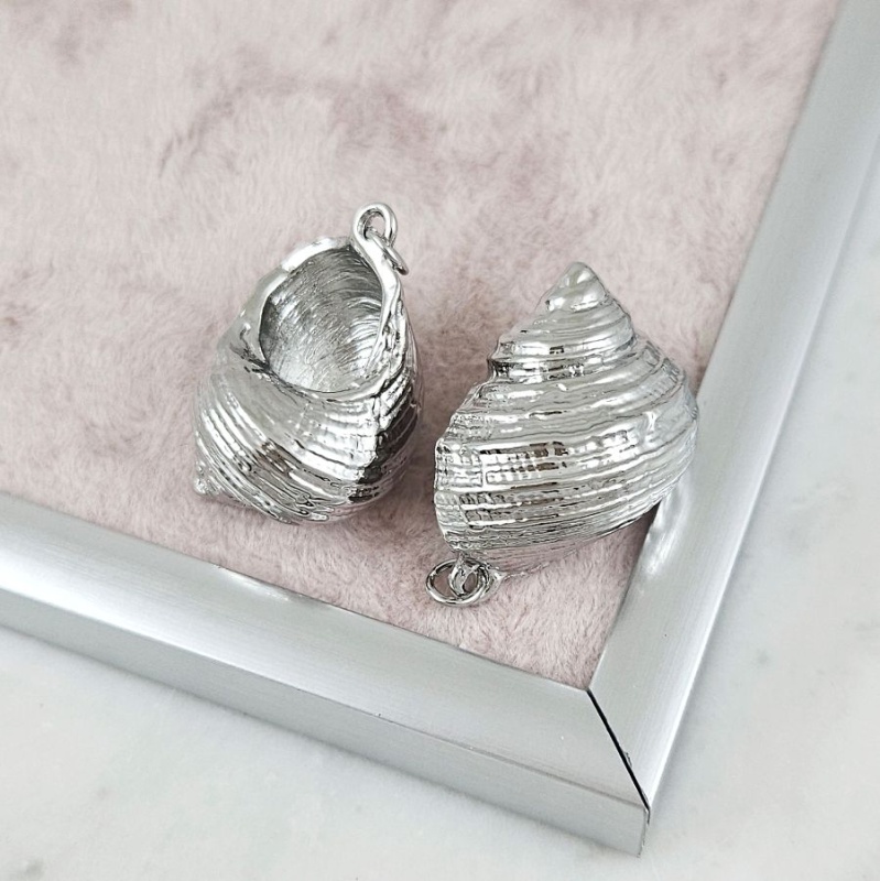 Подвеска кулон Ракушка 31x20 мм родиевое покрытие (10188-Р) купить с доставкой по России | Интернет-магазин Viva Beads