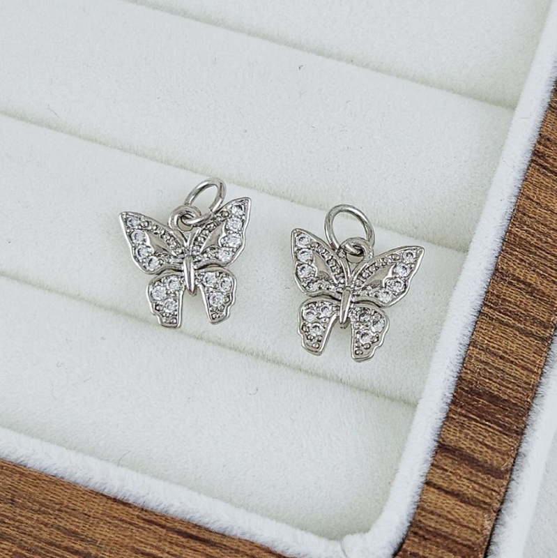 Подвеска Бабочка 10.5х11 мм с фианитами родиевое покрытие (7509-Р) купить с доставкой по России | Интернет-магазин Viva Beads